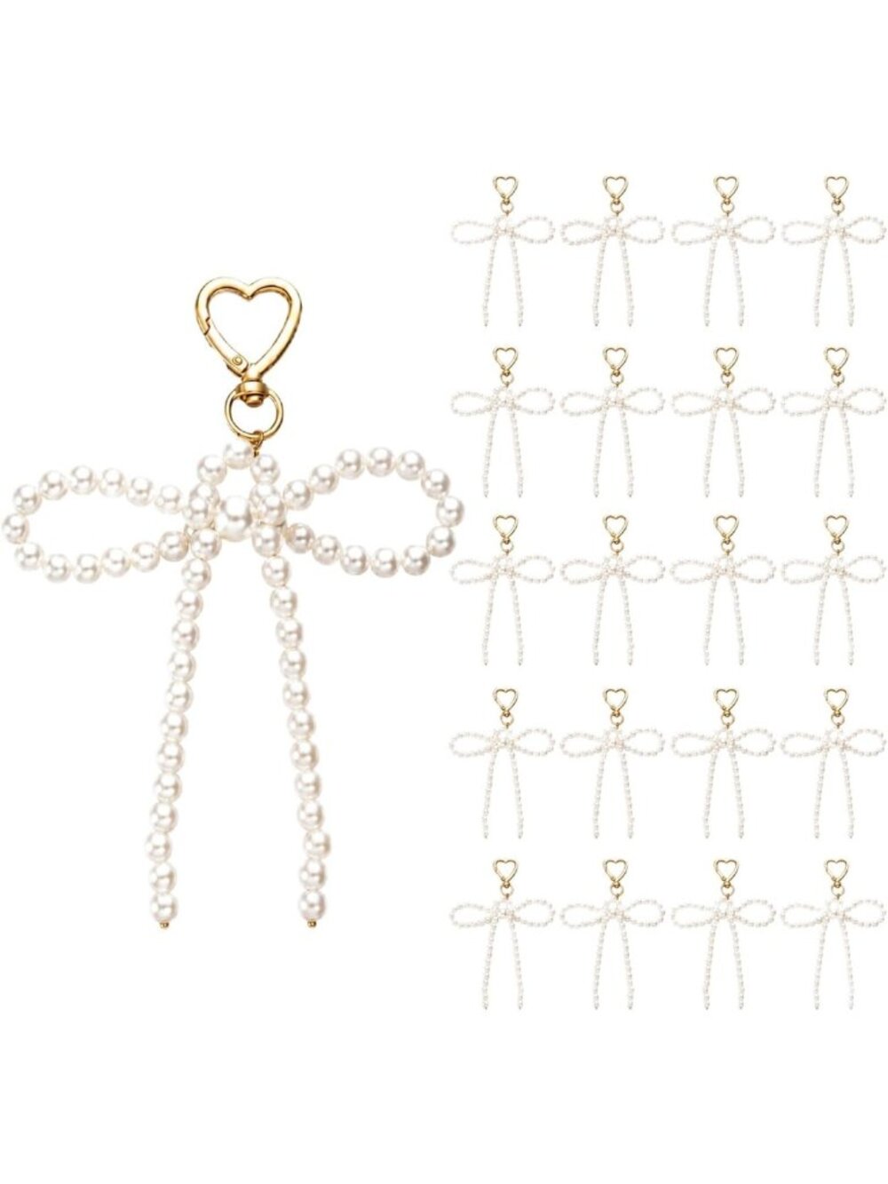Elegant Pearl Bow Keychain | Chic Bag Charm & Wedding Favor Accessory